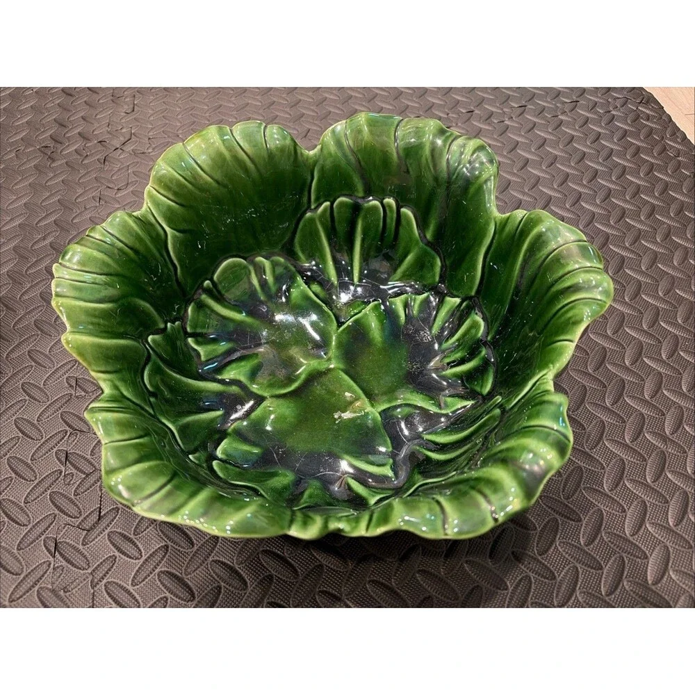 Cemar 688 Dark Green Cabbage Bowl California Pottery Sonoma bordallo pinheiro